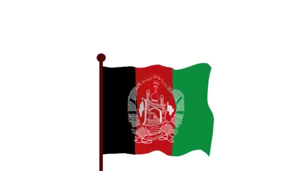 Afghanistan Animated Video Raising Flag Introduction Country Name Flag Resolution — Stock Video