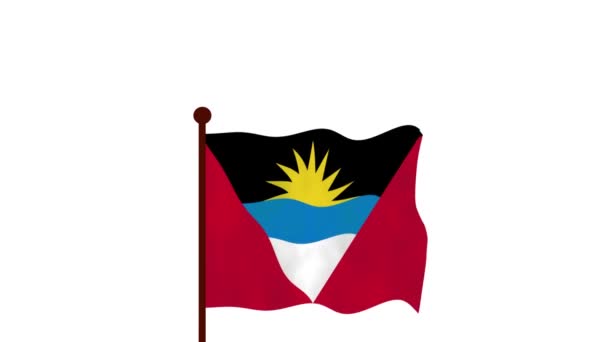 Antigua Barbuda Animated Video Raising Flag Introduction Country Name Flag — Stock Video