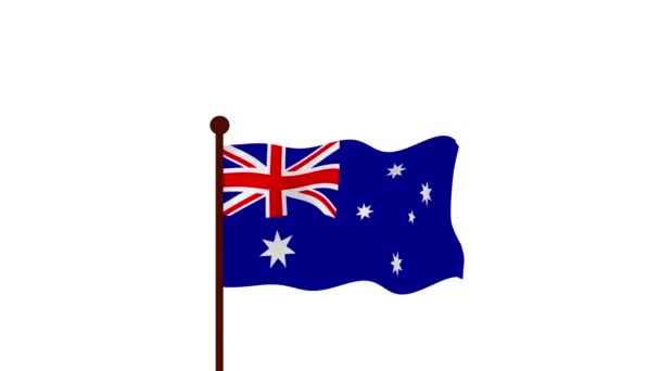 澳大利亚动画视频升起国旗 介绍国名和国旗4K — 图库视频影像