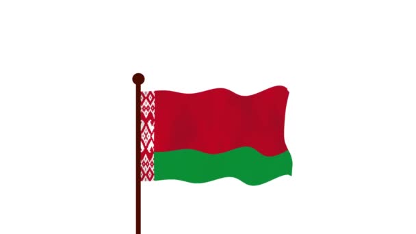 Belarus Animated Video Raising Flag Introduction Country Name Flag Resolution — Stock Video