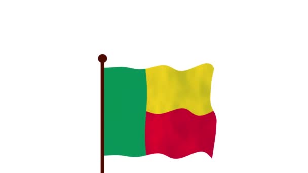 Benin Video Animato Alzando Bandiera Introduzione Del Nome Del Paese — Video Stock