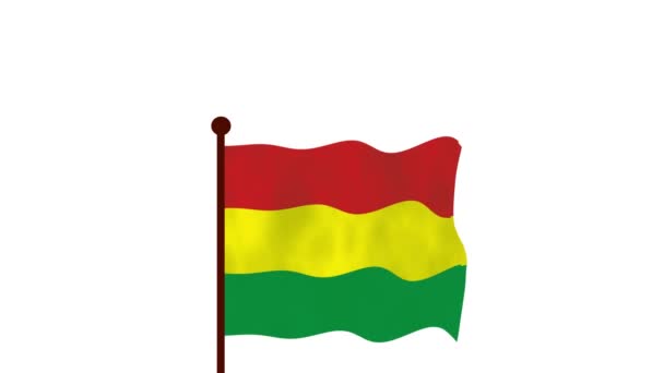 Bolívia Animációs Videó Zászló Felemeléséről Ország Nevének Zászló Felbontásának Bevezetéséről — Stock videók