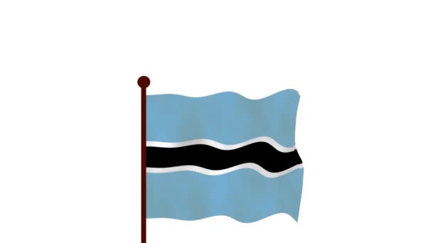 博茨瓦纳动画视频升起国旗 介绍国名和国旗4K — 图库视频影像