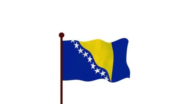 波斯尼亚和黑塞哥维那提高国旗 介绍国名和国旗4K的动画视频 — 图库视频影像