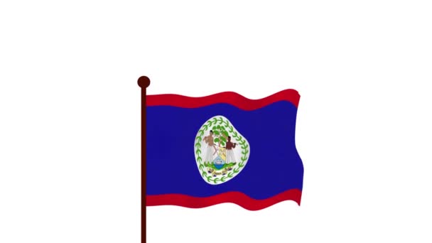 Belize Vídeo Animado Levantando Bandeira Introdução Nome País Bandeira Resolução — Vídeo de Stock