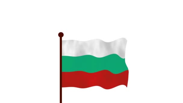 Bulgaria Animated Video Raising Flag Introduction Country Name Flag Resolution — Stock Video