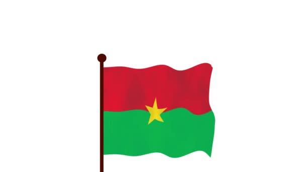 Burkina Faso Animated Video Raising Flag Introduction Country Name Flag — Stock Video