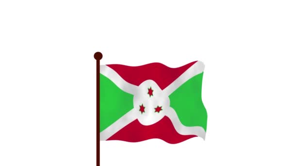 Burundi Animated Video Raising Flag Introduction Country Name Flag Resolution — Stock Video