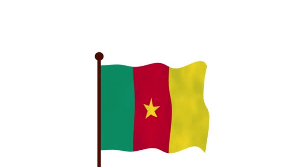Camarões Vídeo Animado Levantando Bandeira Introdução Nome País Bandeira Resolução — Vídeo de Stock