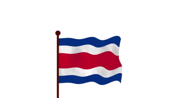 Costa Rica Animated Video Raising Flag Introduction Country Name Flag — Stock Video