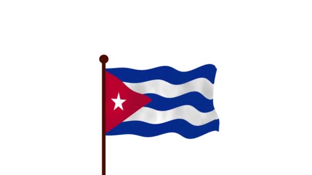 Cuba Vídeo Animado Levantando Bandeira Introdução Nome País Bandeira Resolução — Vídeo de Stock