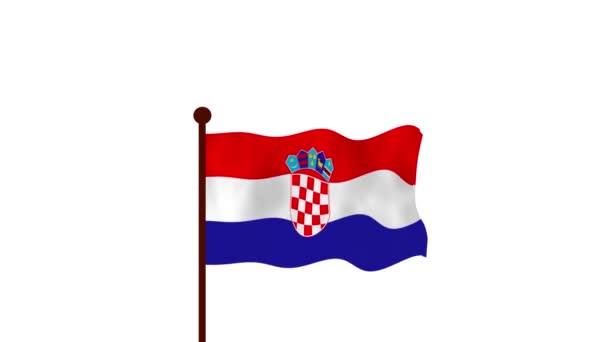 Croatia Animated Video Raising Flag Introduction Country Name Flag Resolution — Stock Video
