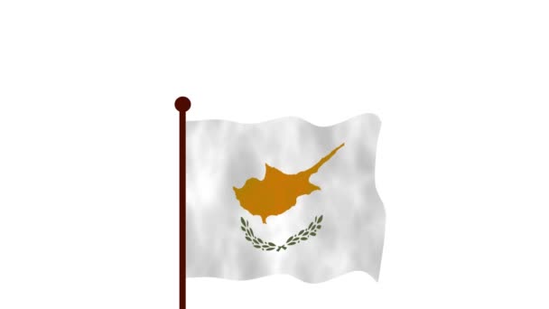 Cyprus Animated Video Raising Flag Introduction Country Name Flag Resolution — Stock Video