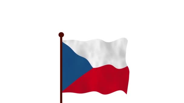 República Checa Vídeo Animado Levantando Bandeira Introdução Nome País Bandeira — Vídeo de Stock