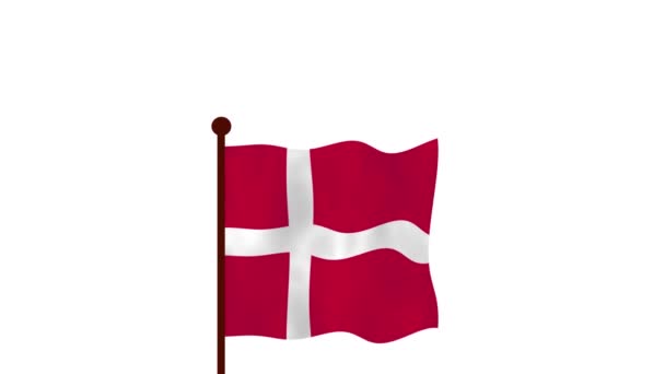 丹麦动画视频升起国旗 介绍国名和国旗4K — 图库视频影像