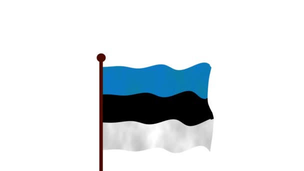 Estonia Animated Video Raising Flag Introduction Country Name Flag Resolution — Stock Video