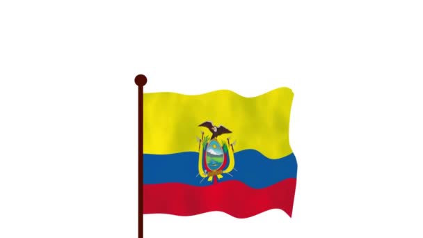 Ecuador Video Animado Izar Bandera Introducción Del Nombre Del País — Vídeo de stock