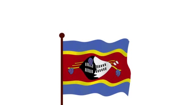 Eswatini Animated Video Raising Flag Introduction Country Name Flag Resolution — Stock Video