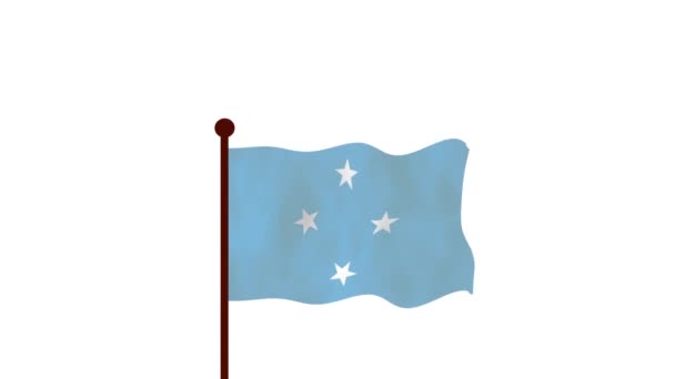 Estados Federados Micronésia Vídeo Animado Levantando Bandeira Introdução Nome País — Vídeo de Stock