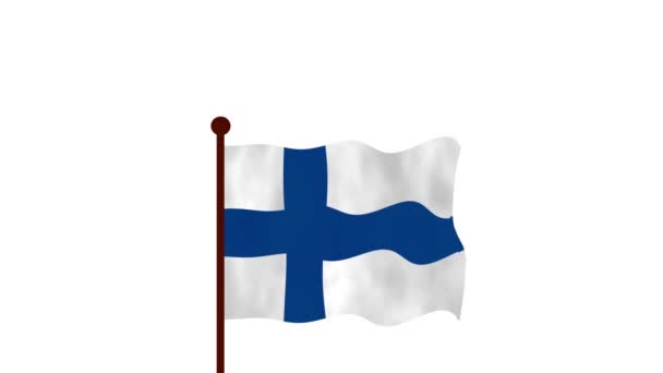 芬兰动画视频升起国旗 介绍国名和国旗4K — 图库视频影像