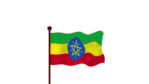 Ethiopia Animated Video Raising Flag Introduction Country Name Flag Resolution — Stock Video