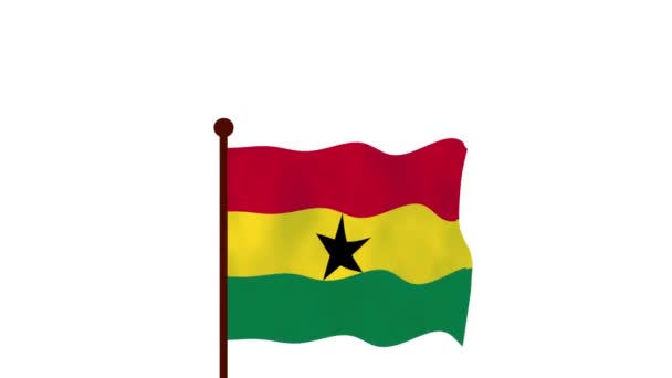 Ghána Animációs Videó Zászló Felemeléséről Ország Nevének Zászló Felbontásának Bevezetéséről — Stock videók