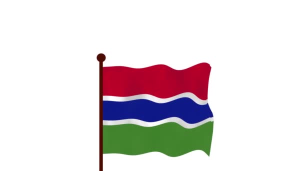 Гамбия Анимированное Видео Поднятием Флага Введением Названия Страны Флага Резолюции — стоковое видео