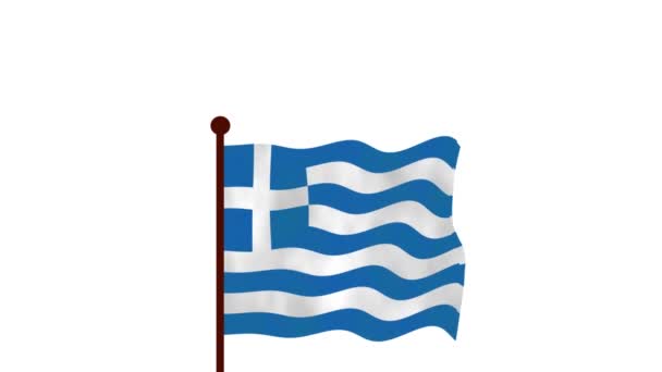 ギリシャは旗を掲げるビデオをアニメ化し 国名と旗4K決議を導入しました — ストック動画