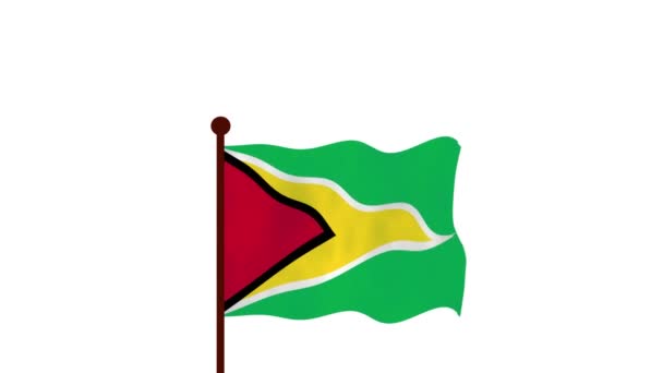 Guyana Animasi Video Menaikkan Bendera Pengenalan Nama Negara Dan Bendera — Stok Video