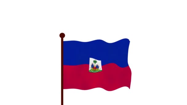 Haiti Animated Video Raising Flag Introduction Country Name Flag Resolution — Stock Video