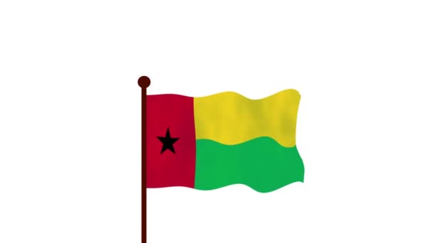 Gwinea Bissau Animowane Wideo Podnoszące Flagę Wprowadzenie Nazwy Kraju Flagi — Wideo stockowe