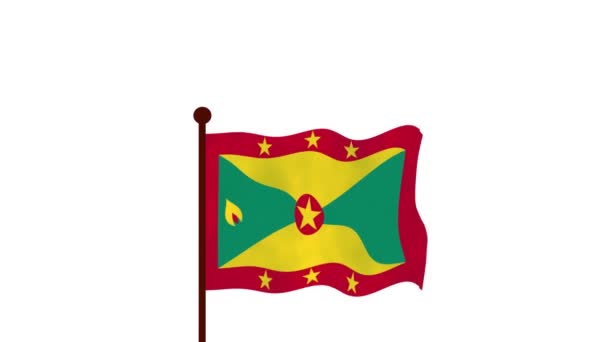 Grenada Animated Video Raising Flag Introduction Country Name Flag Resolution — Stock Video