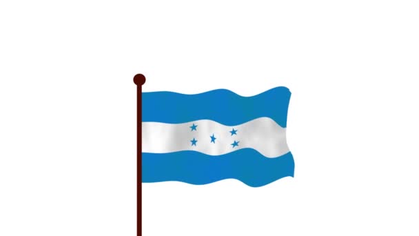 Honduras Animated Video Raising Flag Introduction Country Name Flag Resolution — Stock Video