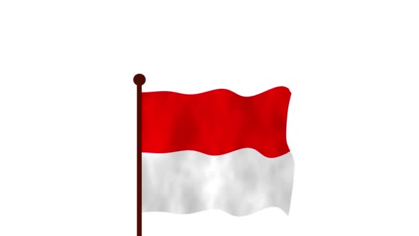 印度尼西亚动画视频升起国旗 介绍国名和国旗4K — 图库视频影像
