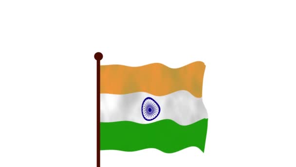 Индия Анимированное Видео Поднятием Флага Введением Названия Страны Флага Резолюции — стоковое видео