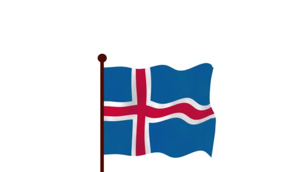 Island Animiertes Video Hissen Der Flagge Einführung Des Ländernamens Und — Stockvideo