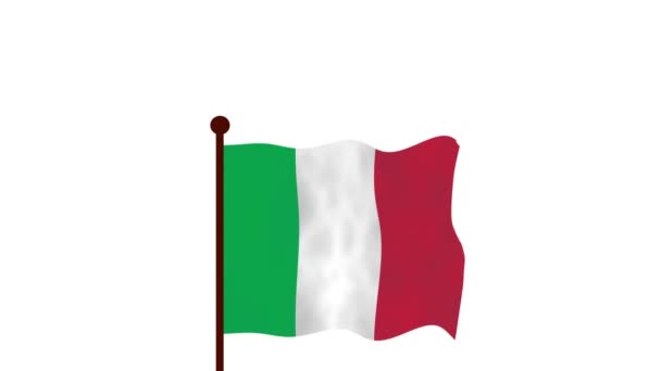 意大利动画视频升起国旗 介绍国名和国旗4K — 图库视频影像