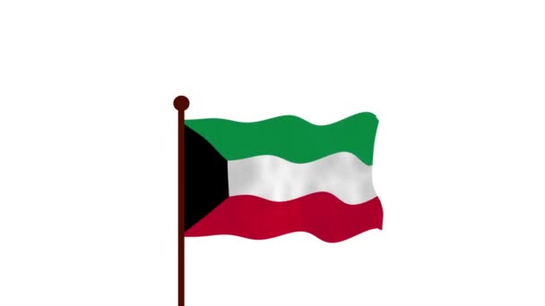 Kuwait Video Animado Izamiento Bandera Introducción Del Nombre Del País — Vídeo de stock