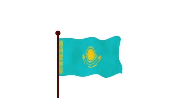 哈萨克斯坦动画视频升起国旗 介绍国名和国旗4K — 图库视频影像