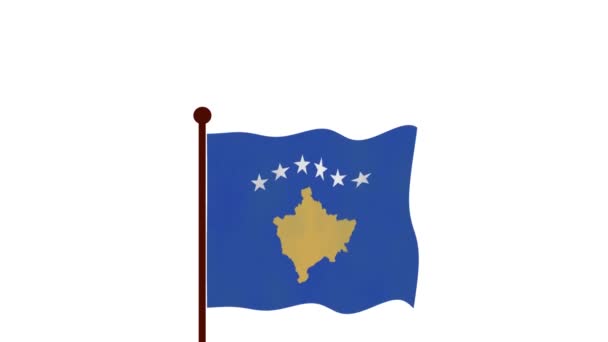 Kosovo Animiertes Video Hissen Der Flagge Einführung Des Landesnamens Und — Stockvideo