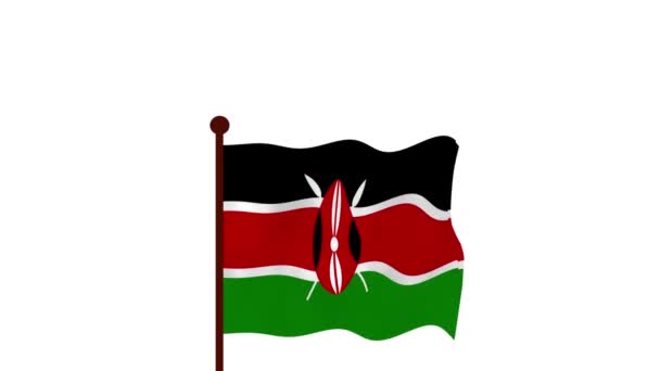 Quênia Vídeo Animado Levantando Bandeira Introdução Nome País Bandeira Resolução — Vídeo de Stock
