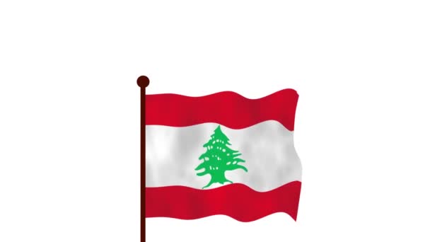 Libanon Animované Video Zvedající Vlajku Zavedení Názvu Země Vlajky Usnesení — Stock video
