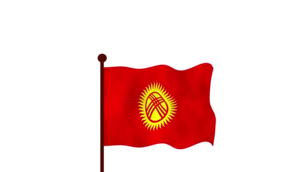 吉尔吉斯斯坦动画视频升起国旗 介绍国名和国旗4K — 图库视频影像