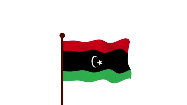 Лівія Анімаційне Відео Підняття Прапора Введення Назви Країни Прапора Резолюція — стокове відео