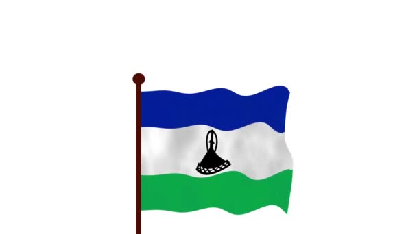 Lesotho Animated Video Υψώνοντας Σημαία Εισαγωγή Του Ονόματος Της Χώρας — Αρχείο Βίντεο