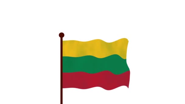 Litauen Animiertes Video Hissen Der Flagge Einführung Des Ländernamens Und — Stockvideo
