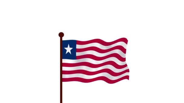 Libérie Animované Video Vyvěrající Vlajku Uvedení Názvu Země Vlajky Resolution — Stock video