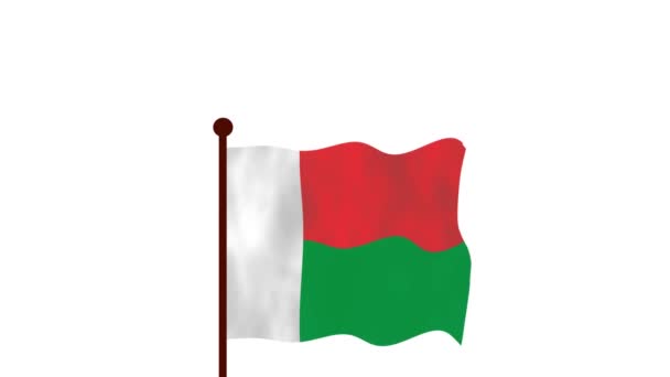 马达加斯加动画视频升起国旗 介绍国名和国旗4K — 图库视频影像