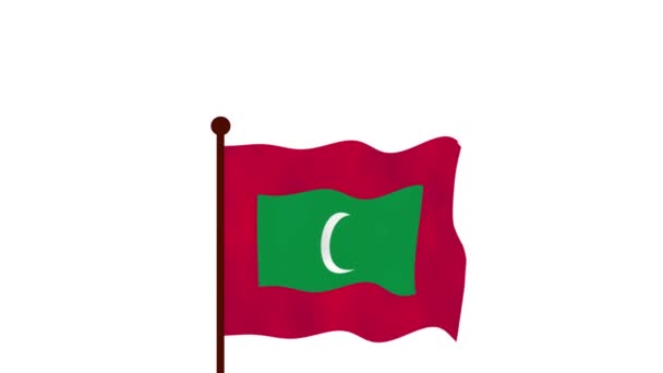 Maldív Szigetek Animációs Videó Lobogó Felhúzásáról Ország Nevének Zászló Felbontásának — Stock videók