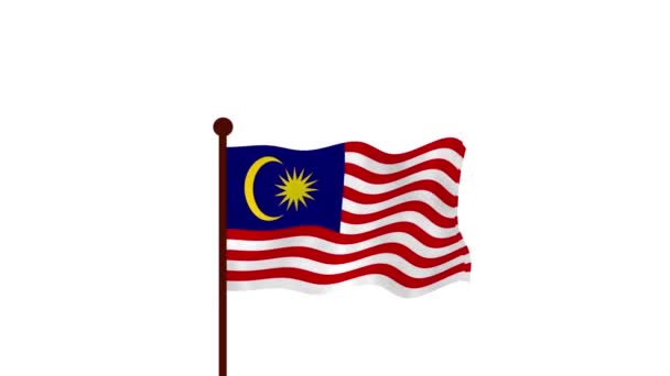 Malaysia Animated Video Raising Flag Introduction Country Name Flag Resolution — Stock Video